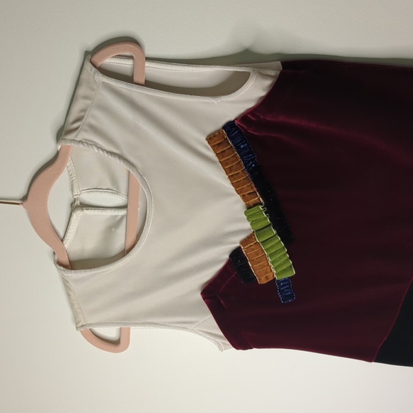 Y2K 90s Kpop Colorblock Velvet Micro Mini Dress/ Top Size XS/S - Picture 4 of 12